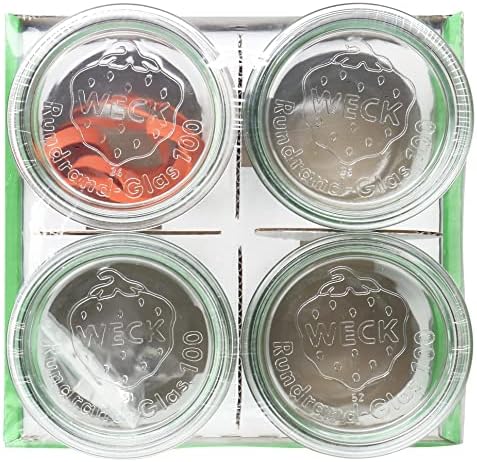 Weck Glass 0,50l, 4 Jars with Rings and Clips, 580 ml