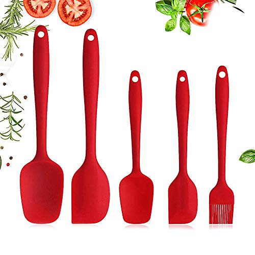 Alician 5 peças/conjunto de raspador de silicone creme espátula escova de lâmina para misturar massa