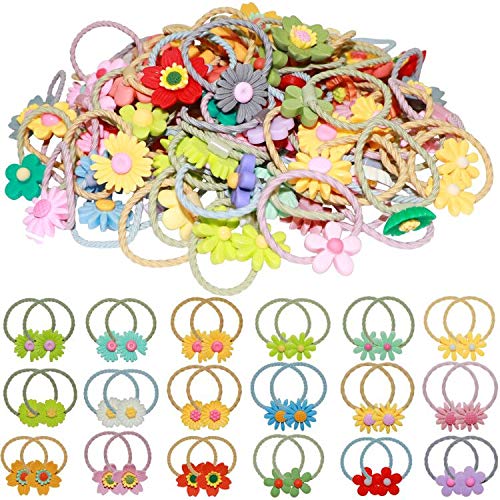 WillingTee 100pcs (50 pairs) Mix Colors Girl's Elastic Hair Ties Soft Rubber Bands Hair Bands Holders Pigtails Hair Accessories for Girls Infants Toddlers Kids Teens and Children