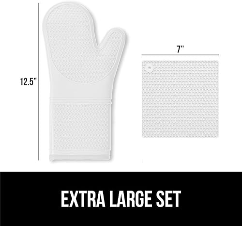 Miniatura 181 de GORILLA GRIP Juego de 4 manoplas de horno de silicona suave sin BPA y soportes para ollas, resistentes al calor, forro de algodón grueso, agarre Rojo