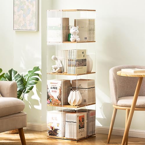 Estantería giratoria de esquina con base estable para organizar salones