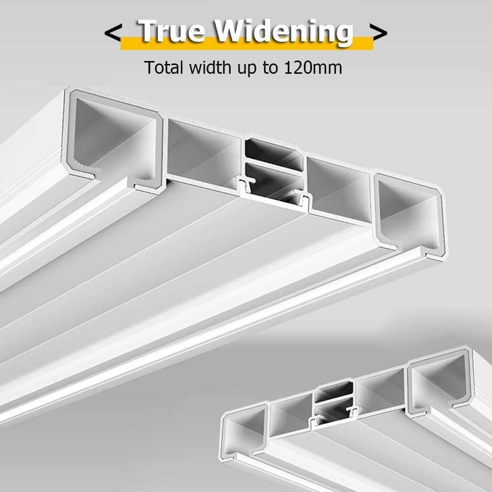 Double Curtain Track for Window - Heavy-Duty Curtain Rail Set for Ceiling Mount - Aluminum Room Divider Curtain Rod for Home/Office/Kindergarten(Champagne,110cm)
