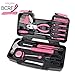 Apollo Tools Original 39 Piece General Household Tool Set in Toolbox Storage Case with Essential Hand Tools for Everyday Home Repairs, DIY and Crafts - Pink Ribbon - Pink - DT9706P