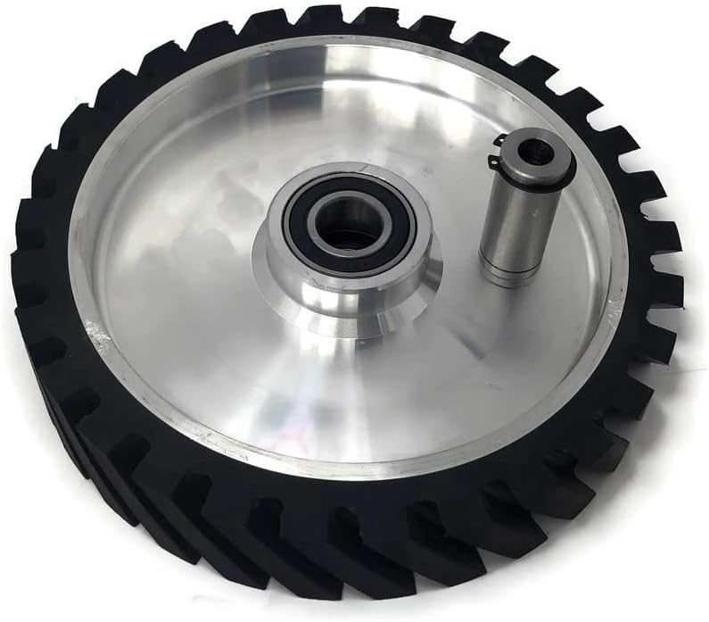 10 x 2" Belt Grinder Contact Wheel,Belt Sander Bearings Serrated Rubber Contact Wheels With 2 heavy Duty bearing 6205 RS
