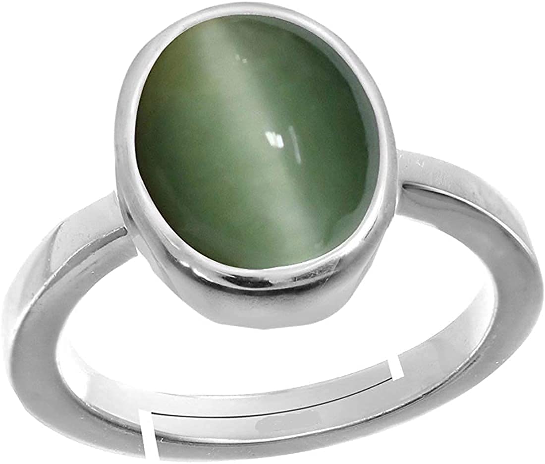 RRVGEM Natural Cat Eyes Stone Weight 8.25 Ratti / 8.00 Carat Certified Unheated Untreatet Natural Cat Eyes Stone Ring Lehsunia Ketu Silver Plated (B0B41PJHJK) Amazon Price History, Amazon Price Tracker