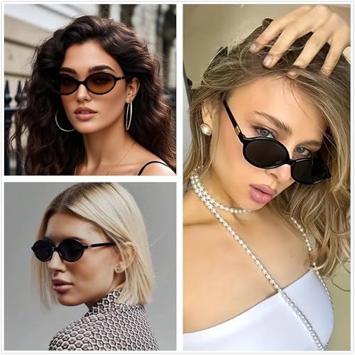 Retro Oval Sunglasses for Women Men Trendy Small 90s Sun Glasses Vintage Round Designer Sunnies2