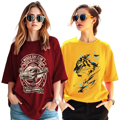 Image of AUSK Oversized T-Shirt for Womens || Graphic Front Printed Loose fit Womens Tshirt