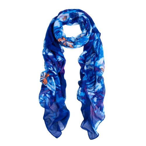 Elegant Soft Bamboo & Butterfly Print Watercolor Scarf - Diff. Colors Avail
