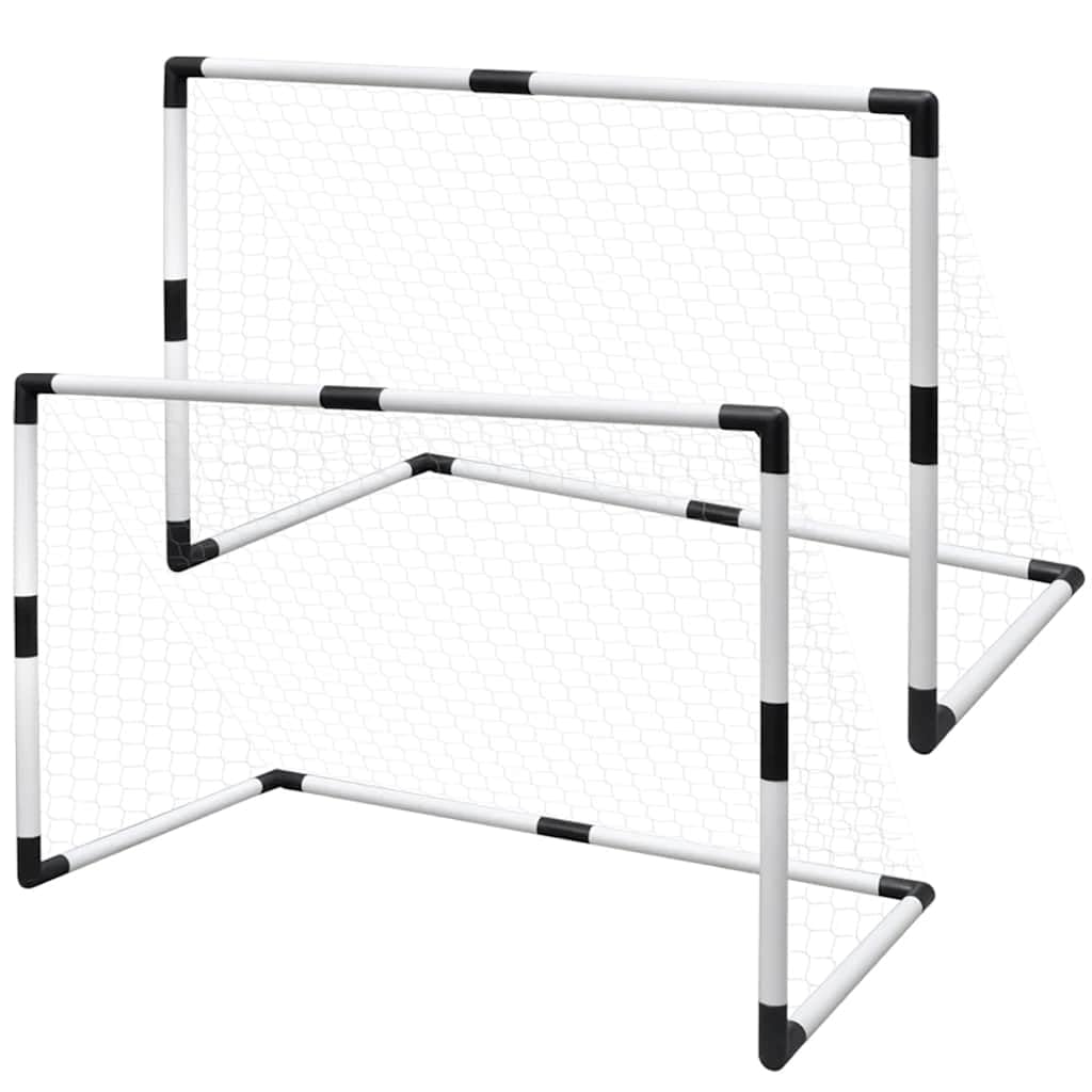Set di 2 mini porte da calcio in plastica e rete in poliestere, 91,5 x 48 x 61 cm, per bambini, con ganci a terra per il fissaggio, facile da montare