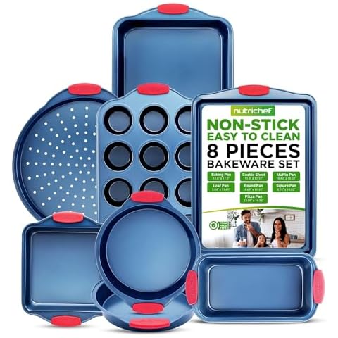 NutriChef 8-Piece Non-Stick Baking Set Cover