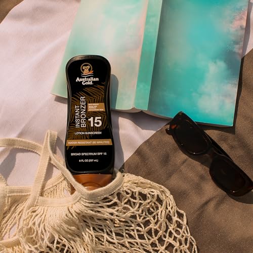 image for Australian Gold Sunscreen Lotion with Instant Bronzer SPF 15, 8 Ounce 