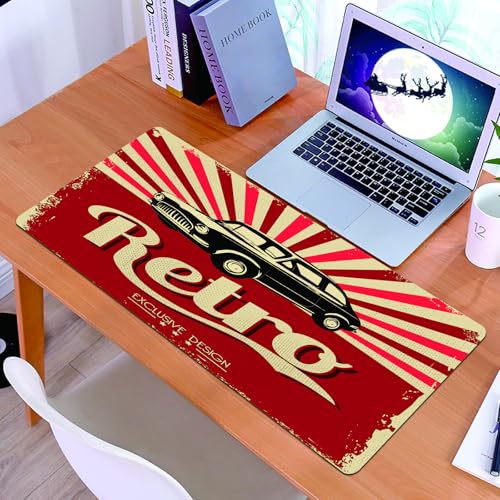 KDWJS Gaming Mouse Pad Mouse Mat - 35.5 x 16 in - XXL mousepad - Table mat large size - improved precision and speed - Retro car poster, a retro style black and white car with red radiation as backgr KDWJS Gaming Mouse Pad Mouse Mat - 35.5 x 16 in - XXL mousepad - Table mat large size - improved precision and speed - Retro car poster, a retro style black and white car with red radiation as backgr