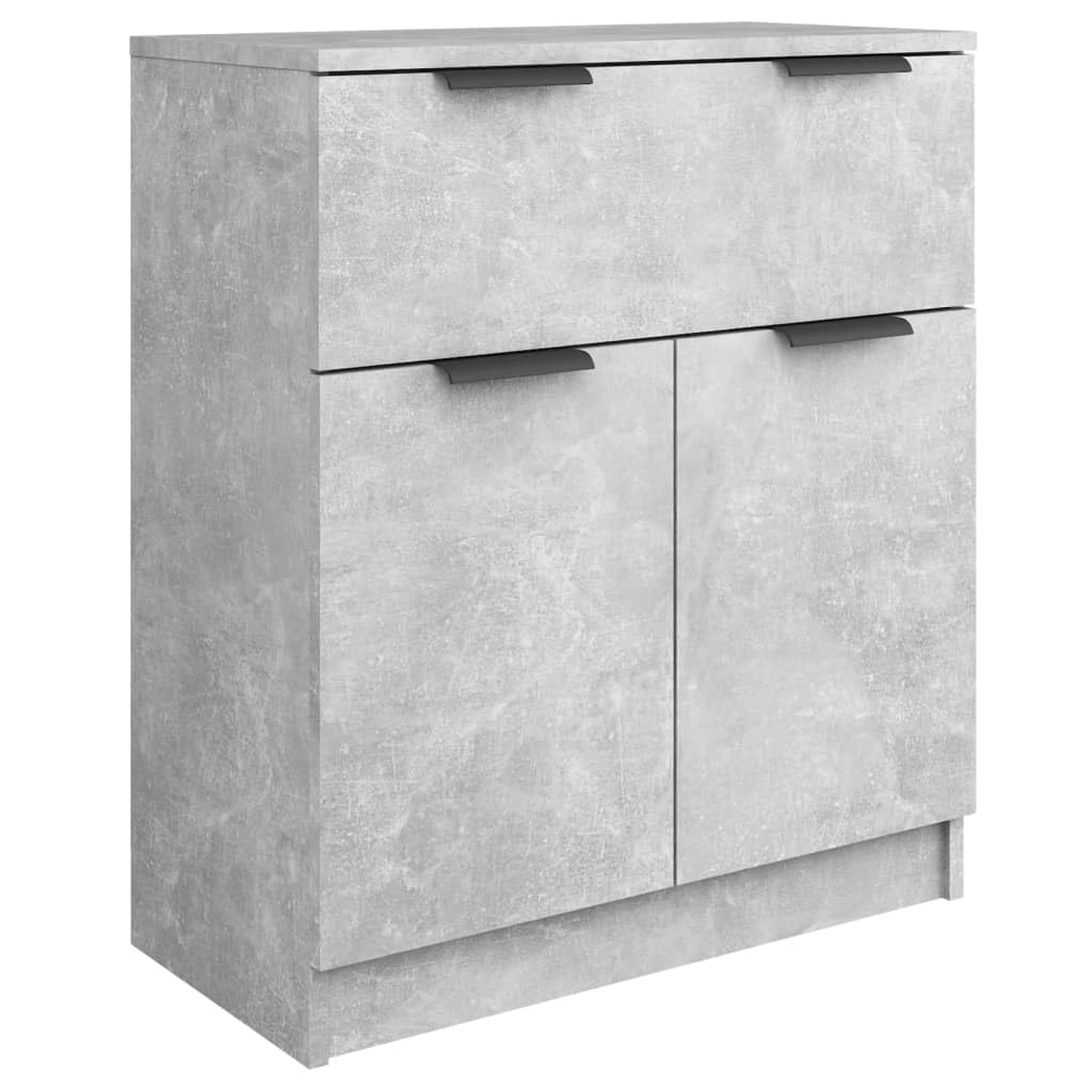 3-częściowy zestaw kredensów, betonowy szary materiał drewnopochodny, każdy 60 x 30 x 70 cm, szafka z szufladami, uniwersalna szafka kuchenna, elegancki mebel do salonu