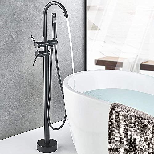 Robinet baignoire îlot autoportante double poignée avec douchette 150cm bec 360