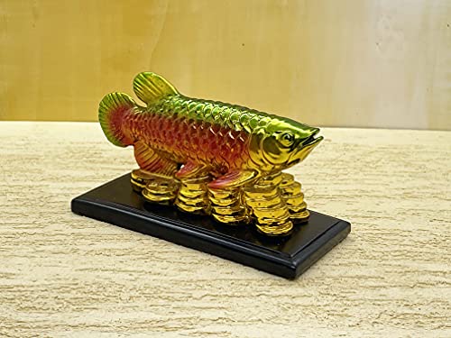 Image of Fengshui Exclusive Polyresin Multicolor Set of 1 Arowana Fish Showpiece for Office Decor, Home Decoration (AF-2560)