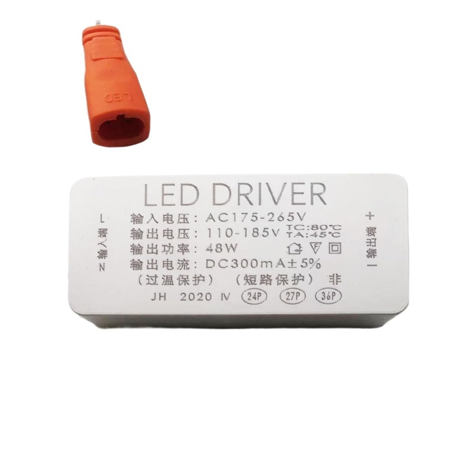 Ballast LED Flat Panel Light Driver Power Panel Light 45-50W48W60 Ceiling Light Rectifier Transformer(Z R48W Oval Female Connector)