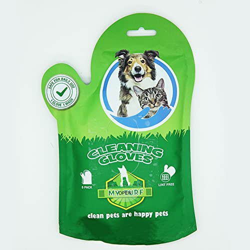 My Turf Toallitas antisépticas en Forma de Guante de Aseo para Gatos y Perros 6 Piezas (25 x 22 cm) Toallitas para Perros y Gatos de fácil y rápida Limpieza