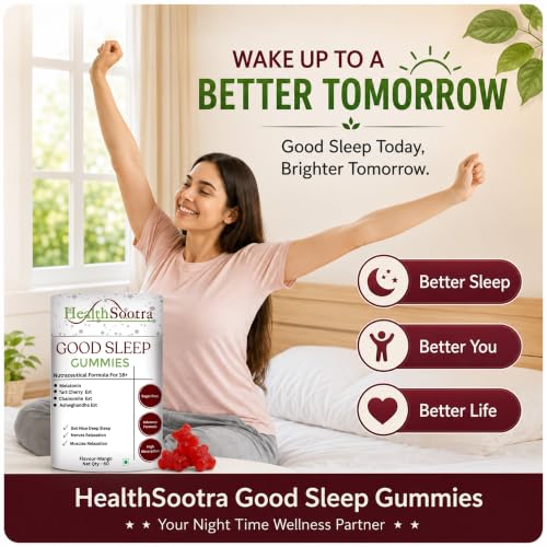 Image of Melatonin 5mg Sleep Gummies for Adults | 60 Gummies | Mango Flavour | Sugar Free Supplement with Melatonin, Chamomile, Tart Cherry & Ashwagandha Extract | Chewable Gummy for Night Routine