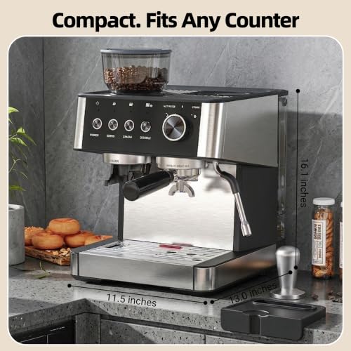 Image of Electactic Coffee Maker with Grinder, Black & Stainless Steel Espresso