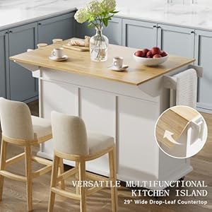 Kitchen Island with Storage and Drop Leaf, 53 Inch Large Rolling Kitchen Island Cart on Wheels, Portable Island Table for Kitchen with 2 Open Shelves 2 Drawers and 2 Cabinets, White Kitchen Island with Storage and Drop Leaf 53 Inch Large Rolling Kitchen Island Cart on Wheels Portable Island Table for Kitchen with 2 Open Shelves 2 Drawers and 2 Cabinets White