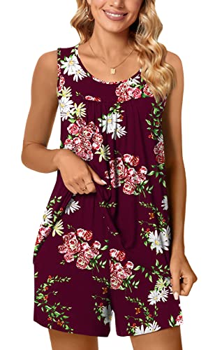 Image of POPYOUNG Pajama Set for Women Summer 2 Piece Lounge Shorts Sets Sleepwear