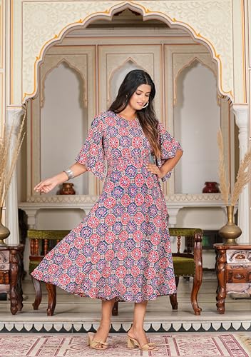 Image of Yash Gallery Women's Maxi Floral Printed Smoking Anarkali Dress