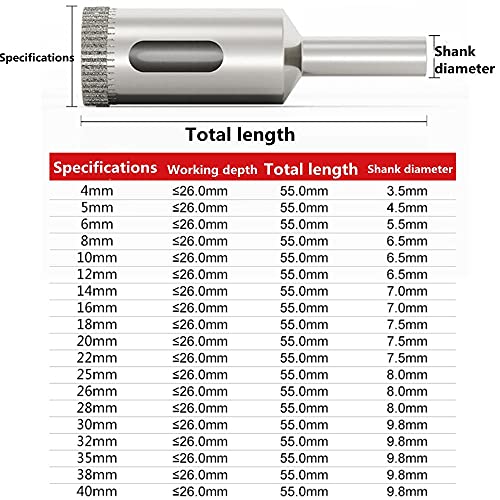 Broca para vidrio de 45 mm con diamante miniatura 3