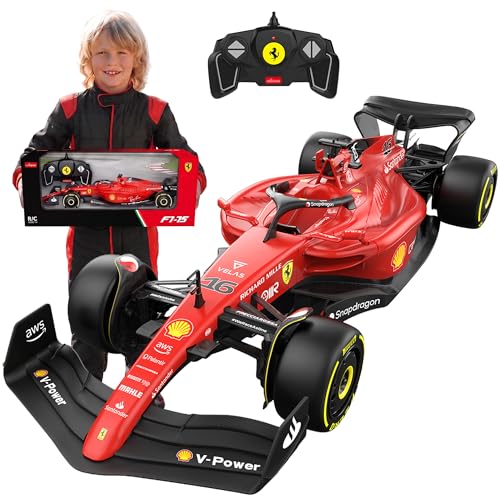 BEZGAR 1:18 Ferrari F1 75 Remote Control Car - 2.4GHz RC Race Car with Authentic Livery, DIY Body Stickers - Officially Licensed F1 for Kids & Enthusiasts - Ferrari RC