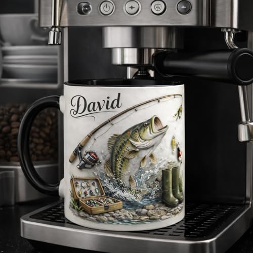Taza de cerámica para pesca personalizada con nombre miniatura 2