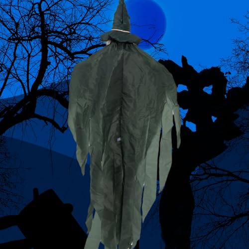 Image of Halloween Animatronics Motion Activated 6Ft Creepy Hanging Witch with Light-up Eyes Halloween Decoration Outdoor Haunted House Prop Decor Indoor 2025 Update