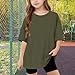 Girls Short Sleeve T Shirts,Kids Teen Oversized Tshirts Girls Boys Short Sleeve Crewneck Blouse Tops Summer Casual Plain Preppy Tunic 5-15 Years