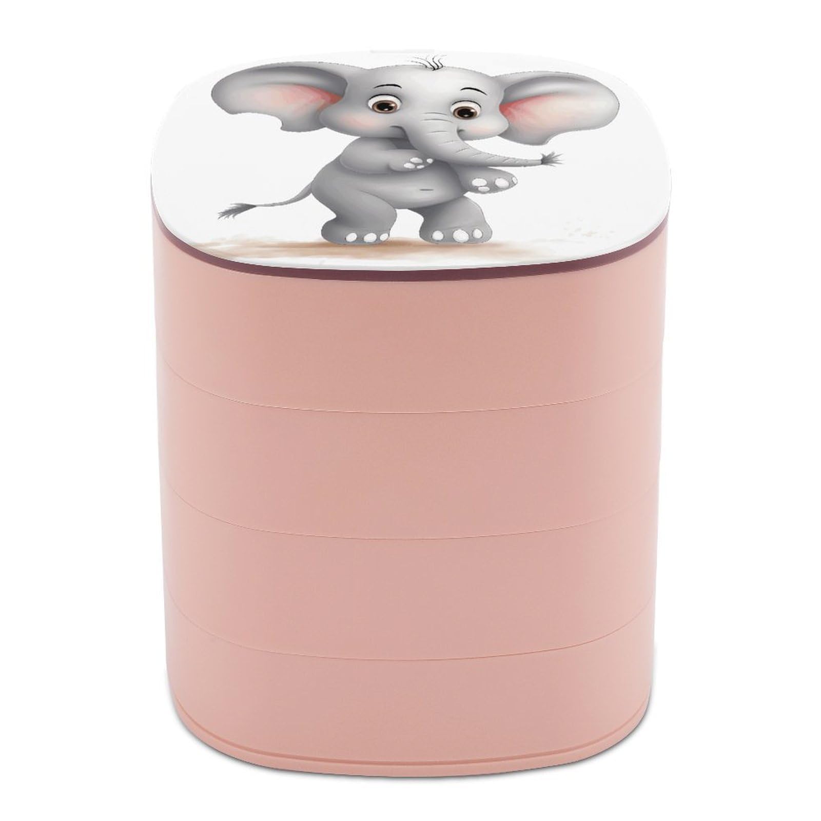 JTREHY Cute Elephant Jewelry Box 4-Layer Covered Rotating Jewelry Storage Box Large Capacity Storage Boxes Portable Jewelry Case for Bracelets Earrings Necklace
