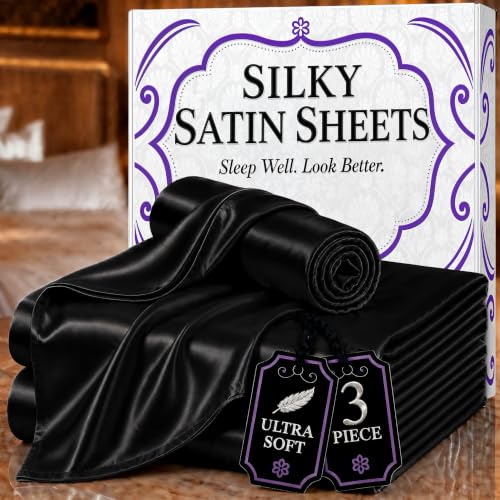 Image of DECOLURE Satin Sheets Twin Size | Softer Than Silk | Luxury 3 Pc Bed Set