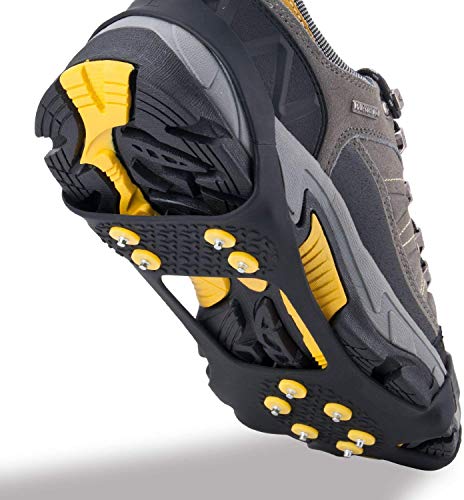 Outerstar Ice & Snow Grips Over Shoe/Boot Traction Cleat Rubber Spikes Anti Slip 10-Stud Crampons Slip-On Stretch Footwear S/M/L/X-L(Extra 10 Studs) Large (Shoes Size: W 10-13/M 8-11) #TOP1