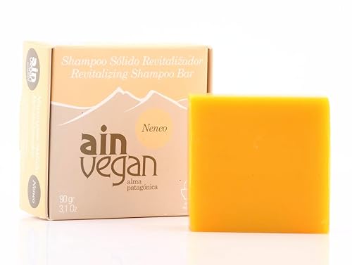 AIN - Barra de champú revitalizante vegana - Vegano con ingredientes naturales de Patagonia - Sólido para todo tipo de cabello - Anti encrespamiento