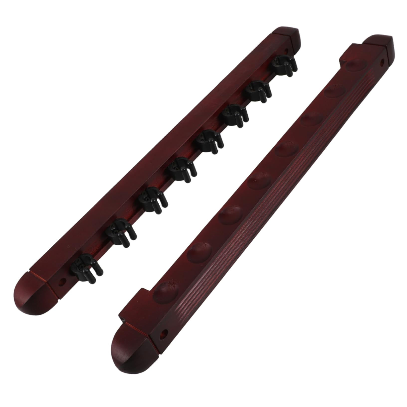 BESTonZON 1Set Wooden Billiard Cue Mounted Cue Display for Pool Sticks Durable Solid Wood Construction Elegant Roman Design for Game Rooms and Living Spaces