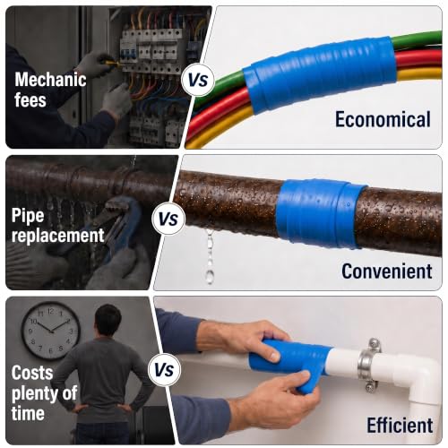 Image of Self Amalgamating Tape Self Fusing Silicone Rubber 1 In x 10 Ft 4 Rolls | Blue Silicone Tape, Waterproof, Heat Resistant,Non-Tacky, Emergency Repair of Leaking Hose Pipe And Electrical Sealing