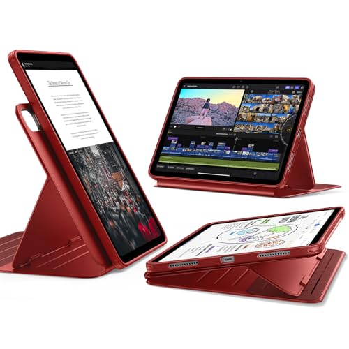 Image of ESR for iPad Air 11 Inch Case M4 /M3 /M2 (2026 /2025 /2024), iPad Air 5th /4th Gen Case (2022 /2020) 10.9 Inch, Removable Magnetic Cover, Adjustable Portrait /Landscape Stand, 9 Standing Angles, Red