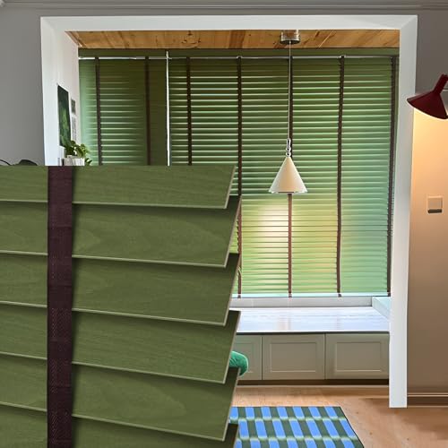 Persiana Veneciana de Madera 50mm Láminas para Hogar y Oficina Fácil Instalación, Persianas Horizontales para Interior/Exterior, Incluye Material de Montaje(70WX80Hcm)