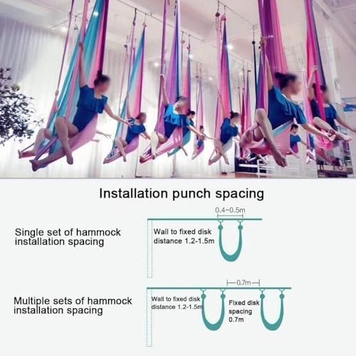 Aerial Yogatuch Hängematte | Vertikaltuch | Trapez Schaukel | Yogatuch zum Aufhängen | Aerial Silks | Akrobatik Tuch | Yoga Schaukel Hochelastischer Stretching Band für Erwachsene(5M*2.8M) (5)