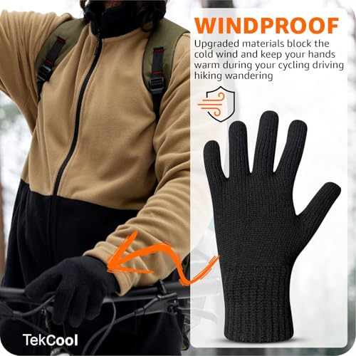 Image of TEKCOOL Winter Gloves for Men & Women with Touchscreen Finger Bike Winter Hand Gloves for Men Woolen Winter Gloves for Women Thermal Hand Gloves for Winter Warm Gloves Unisex