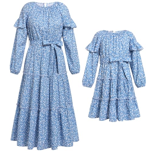 Mutter und Tochter Kleid Langarm Kleid Herbst Winter Maxikleid Lang...