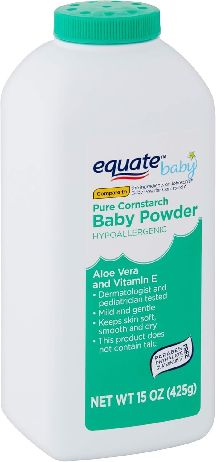 Pure Cornstarch Baby Powder Aloe and Vitamin E (Pack of 1-15oz)