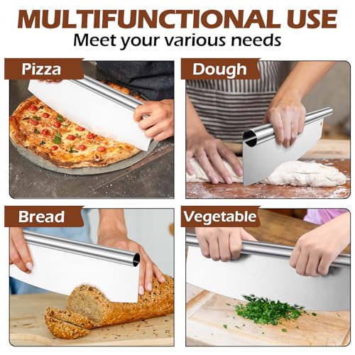 Onader Pizza Cutter Rocker 35cm, Stainless Steel Large Pizza Slicer with Protective Cover, Great for Professional Cutting Homemade Pizza, Bread & Dough, Dishwasher Safe - Image 4