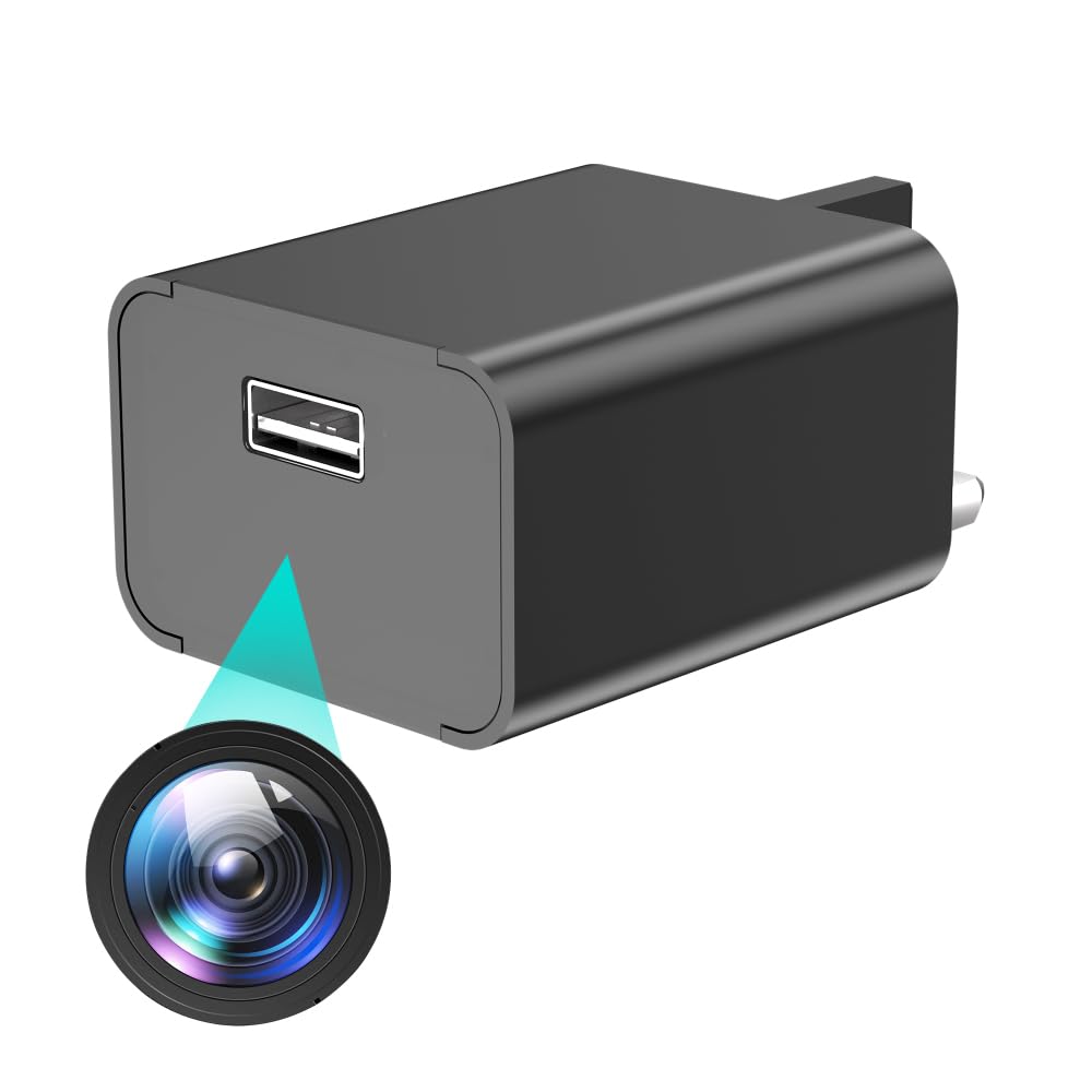 Cámara espía de 64 GB, cargador USB 1080P HD con detección de movimiento, cámara de niñera para interiores, mini cámara para seguridad en la oficina en casa, sin WiFi