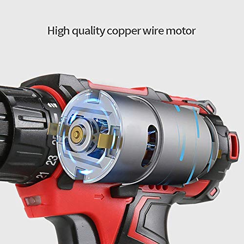 Samnuerly 36-V-Schlag-Akku-Bohrschrauber-Set mit 2 Lithium-Ionen-Akkus 3,0 Ah, 10-mm-Bohrfutter, Variable Geschwindigkeit, 25 + 1 Drehmomenteinstellung mit LED, – Bild 3