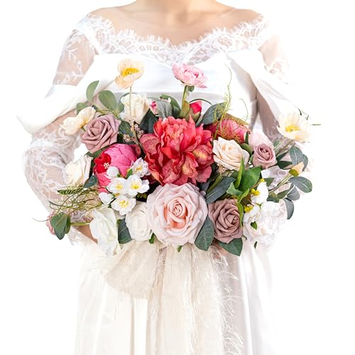 BENCENTRE 14 Inch Blush Wedding Bouquet for Bride,Spring Wedding Bouquet,hot