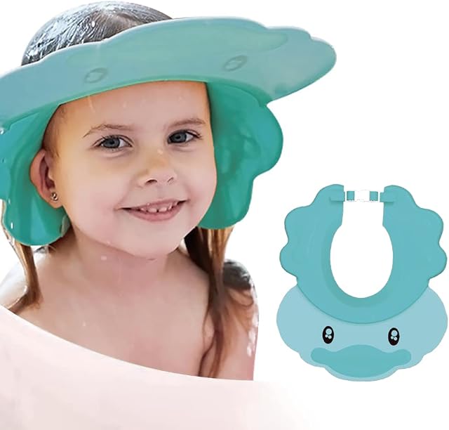 Kid Shampoo Cap Adjustable Baby Shower Hat Hair Washing Shield for Ears Eyes Silicone Baby Bath Visor for Toddlers Kids Infants Blue