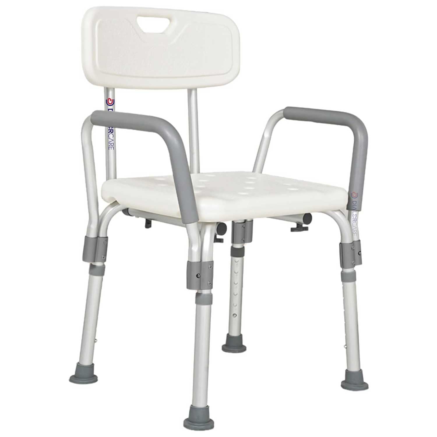 DIALDRCARE Shower Chair with Non Slip Aluminum Body, Bath and Shower Safety for Elderly, Seniors and Disabled