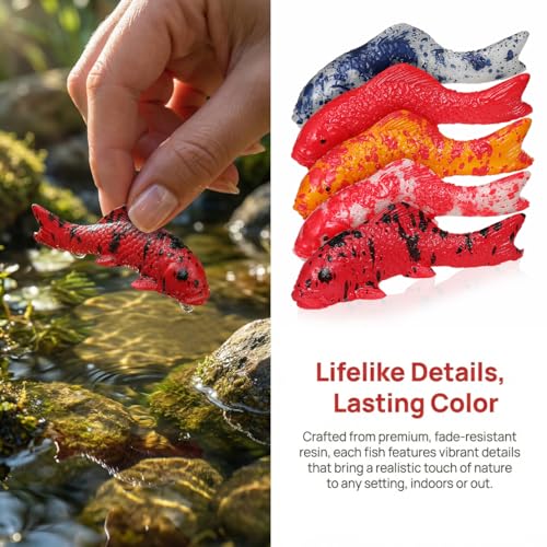Image of Beaupretty Small Fish Statue 5 Pcs Aquarium Decor Fake Koi Fish Ornaments Realistic Tank Decorations for Home and Office Terrariums